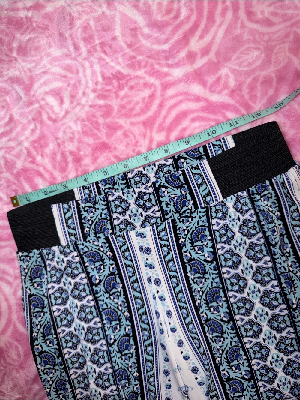 INC International Concepts Blue and White Bohemian Wide-Leg Pants - Picture 4 of 5